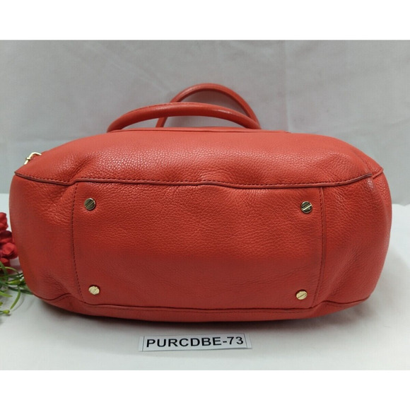 Tory Burch Amanda Red Leather Logo Pockets Satchel Shoulder Bag Purse - Picture 9 of 16